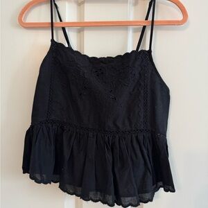 Zara Black Embroidered Camisole Top